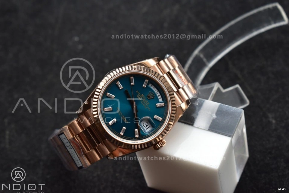 with 36 Stick Diamond Steel RG Bracelet President vr3255 Dial Best 904L QF DayDate (Gain Weight) on V5 Edition Blue 0223